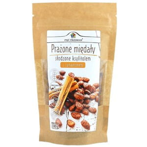 migdały prażone z cynamonem słodzone ksylitolem bezglutenowe 100 g - pięć przemian.jpg