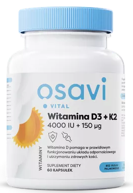 Witamina D3 + K2 4000 IU + 150 μg 60 kapsułek Osavi
