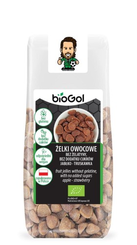 żelki owocowe bez żelatyny, bez dodatku cukrów jabłko - truskawka bezglutenowe bio 90 g - biogol.jpg