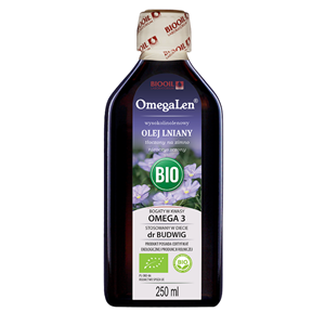 olej lniany tłoczony na zimno wysokolinolenowy bio 250 ml - omegalen (biooil).png