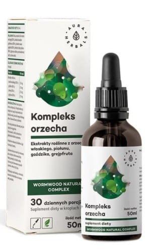 orzech kompleks + piołun, wormwood naturals complex, krople 50 ml aura herbals.webp