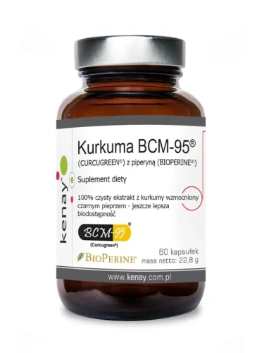 Kurkuma BCM-95® (CURCUGREEN®) z piperyną (BIOPERINE®) (60 kapsułek) - KENAY