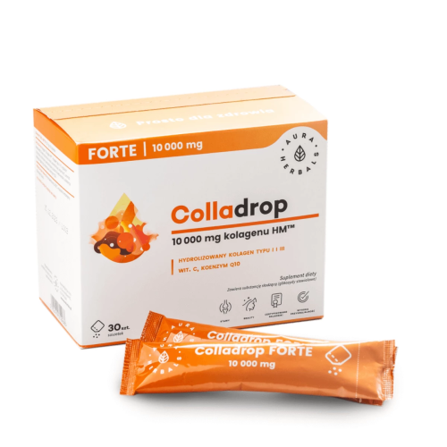 Colladrop FORTE Kolagen Morski 10 000 mg Typu I i III Uniwersalny (30 sasz) Aura Herbals
