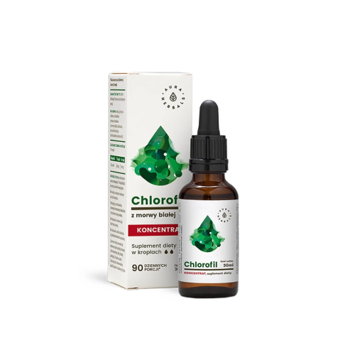 Chlorofil z Morwy Białej Koncentrat Krople 30 ml Aura Herbals