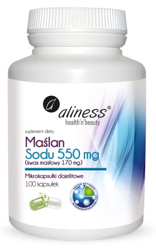 Maślan Sodu 550mg, Aliness - 100 VEGE kaps.