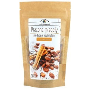 migdały prażone z cynamonem słodzone ksylitolem bezglutenowe 100 g - pięć przemian.jpg