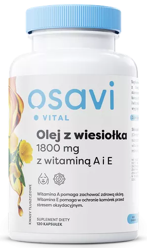 Olej z wiesiołka 1800 mg z witaminą A i E 120 kapsułek Osavi