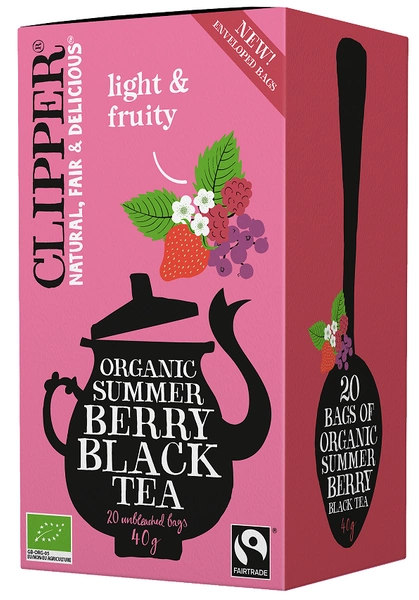 herbata czarna z czarną porzeczką, maliną i truskawką fair trade bio (20 x 2 G) 40 G - Clipper.webp