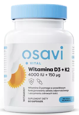 Witamina D3 + K2 4000 IU + 150 μg 60 kapsułek Osavi