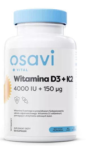 Witamina D3 + K2 4000 IU + 150 μg 120 kapsułek Osavi
