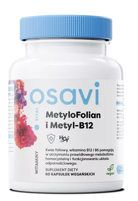 MetyloFolian i Metyl-B12 60 kapsułek wegańskich Osavi
