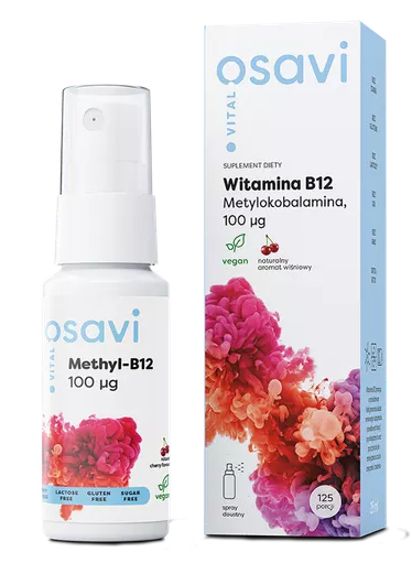 Witamina B12 Metylokobalamina 100 µg - 25 ml spray doustny, smak wiśniowy Osavi
