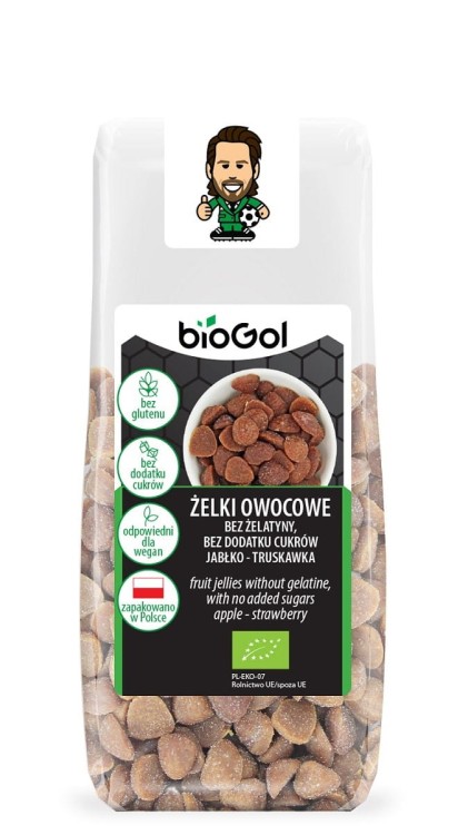 żelki owocowe bez żelatyny, bez dodatku cukrów jabłko - truskawka bezglutenowe bio 90 g - biogol.jpg