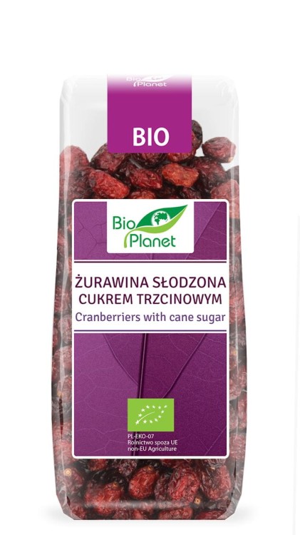 ŻURAWINA SŁODZONA CUKREM TRZCINOWYM BIO  - BIO PLANET - 100 g