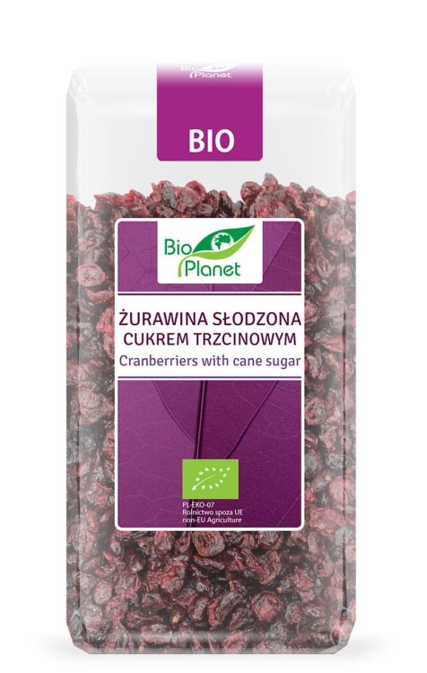 ŻURAWINA SŁODZONA CUKREM TRZCINOWYM BIO - BIO PLANET - 400 g