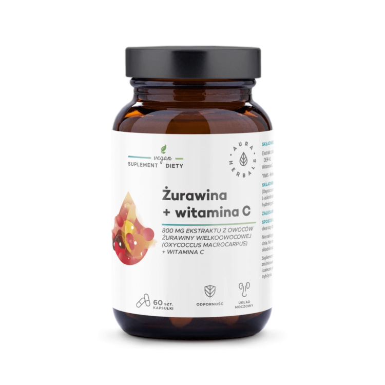 Żurawina + Witamina C (60 kaps) VEGE Aura Herbals