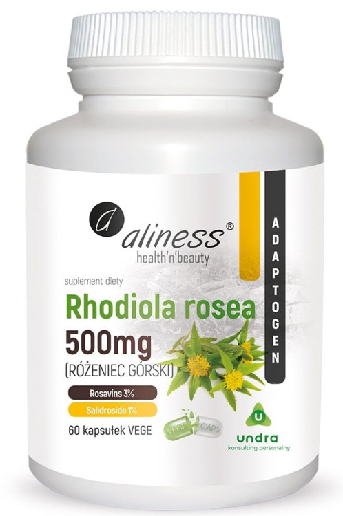 Rhodiola rosea (różeniec górski) 500mg, Aliness - 60 VEGE caps.