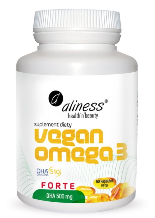 Vegan Omega 3 FORTE DHA 500mg, Aliness - 60 caps