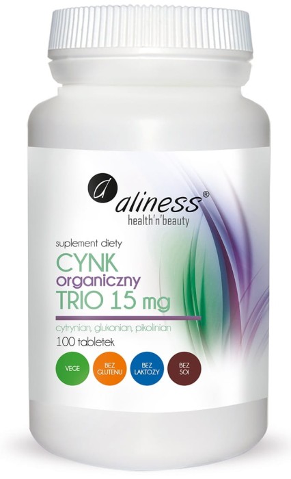 Cynk Organiczny Trio 15 mg, Aliness - 100 tab.