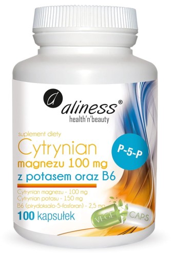 Cytrynian Magnezu z Potasem, Aliness - 100 VEGE kaps.