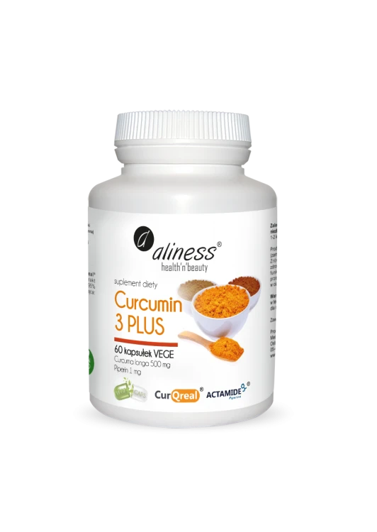 Curcumin 3 PLUS z piperyną 500 mg/1mg, Aliness - 60 kaps.
