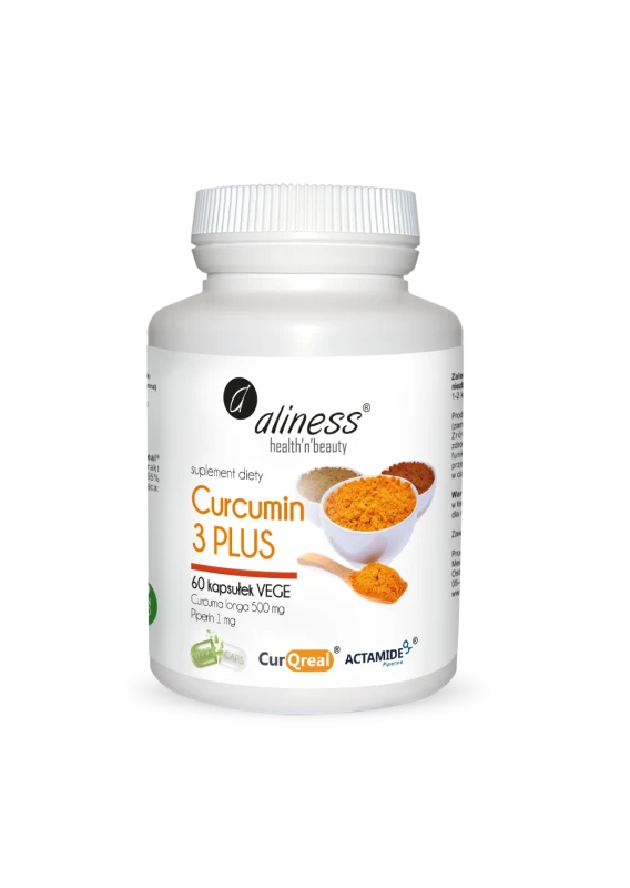 Curcumin 3 PLUS z piperyną 500 mg/1mg, Aliness - 60 kaps.