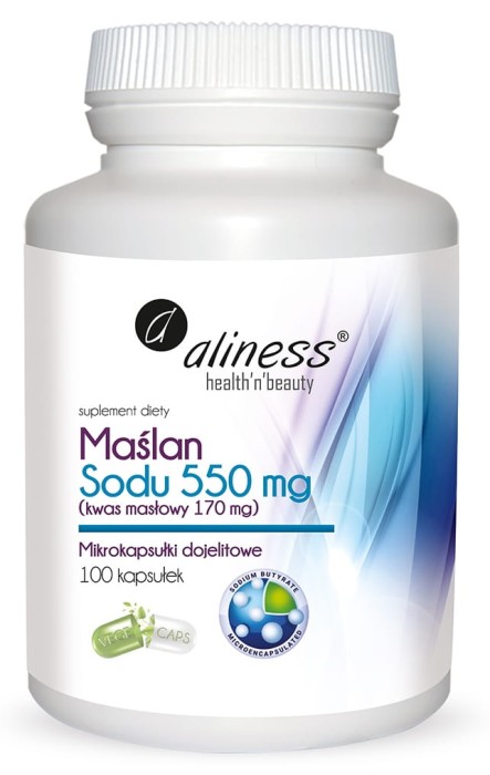 Maślan Sodu 550mg, Aliness - 100 VEGE kaps.
