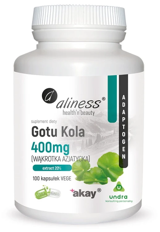 Gotu Kola (wąkrotka azjatycka) 400 mg, Aliness - 100 Vege caps